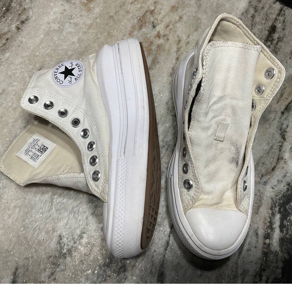 Converse All Star Move Platform Sneakers Womens 6 Canvas Off White High Top